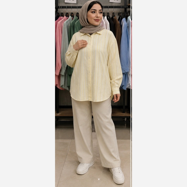 شومیز پشت پیله هشتی لینن zara