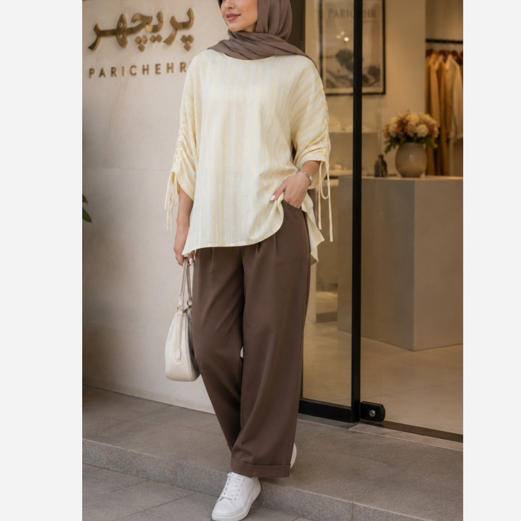 شومیز مانتویی لینن Zara پشت بلند
