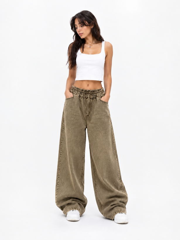 شلوار کتان ریزشی BAGGY STYLE سنگشور فول بگ
